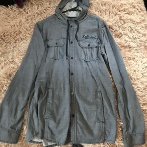 Buffalo Men’s Button Up with Hood Sz M